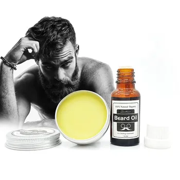 

30g Beard Wax Cream Set 20ml Oil Natural Men Care Conditioner Styling Kit Moustache Beard Growth Oil Natural Wax Set Balm Hair