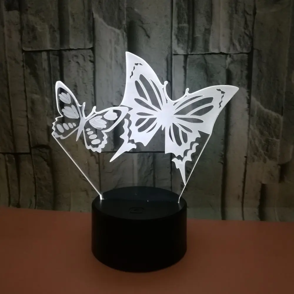 Бабочка светодиодный 3d-ночник 7 цветов Изменение RGB 3D настольная лампа Рождественский декоративный подарок детские игрушки