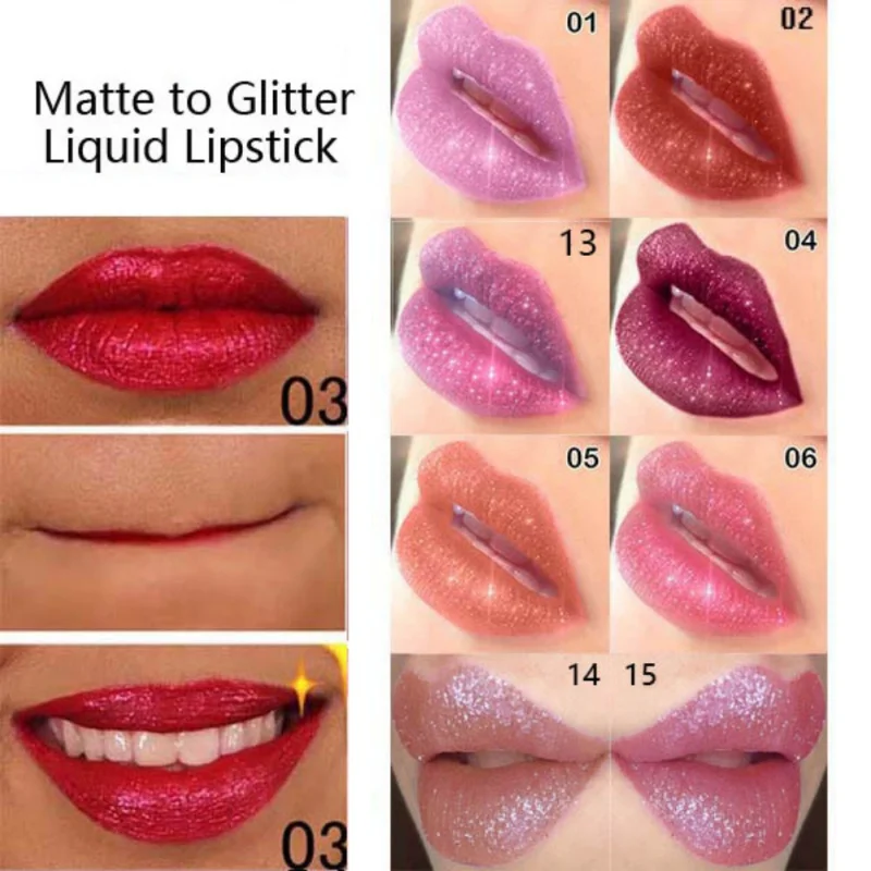 Новинка! 15 цветов Long Lasting Lipstick Макияж Водонепроницаемый матовая помада металлик жемчужный блеск для губ