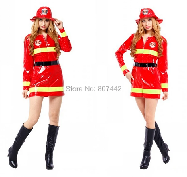 

Halloween Cosplay costume; female firefighter clothing; Adult firefighters fire suit dress clothes