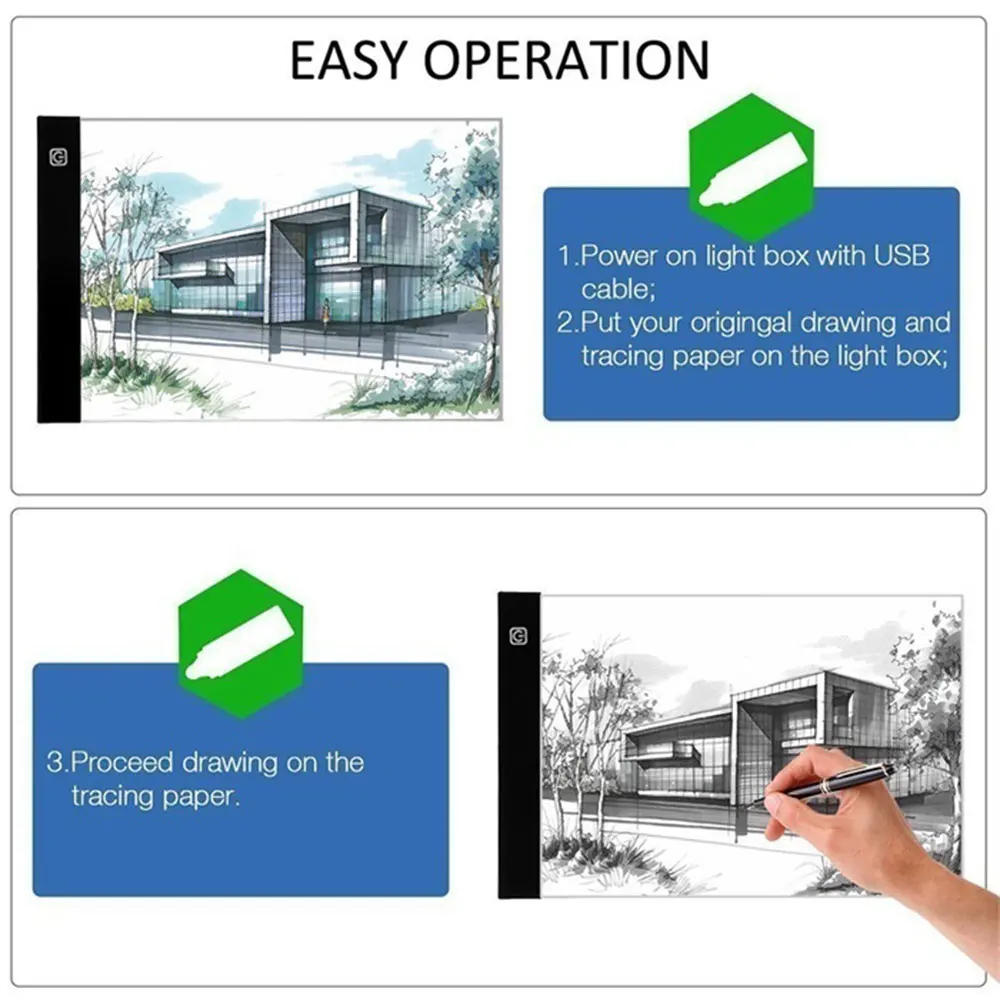 Мини Тонкий A5 светодиодный 2D планшет для рисования цифровой графический планшет художественный трафарет для отслеживания письма трехступенчатый светильник IP65 коробка 2 в 1