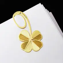 1 Pc New Four-leaf Clover Reading Metal Clip Bookmark Gift Book Mark For Kids
