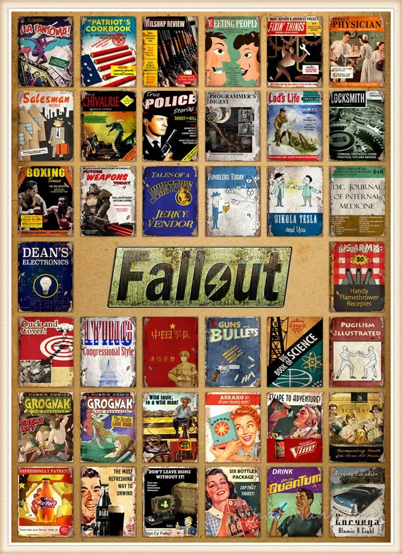Fallout 3 4 игры белый картон плакат домашний интерьер украшения рисунок core наклейки на стену 42*30 см