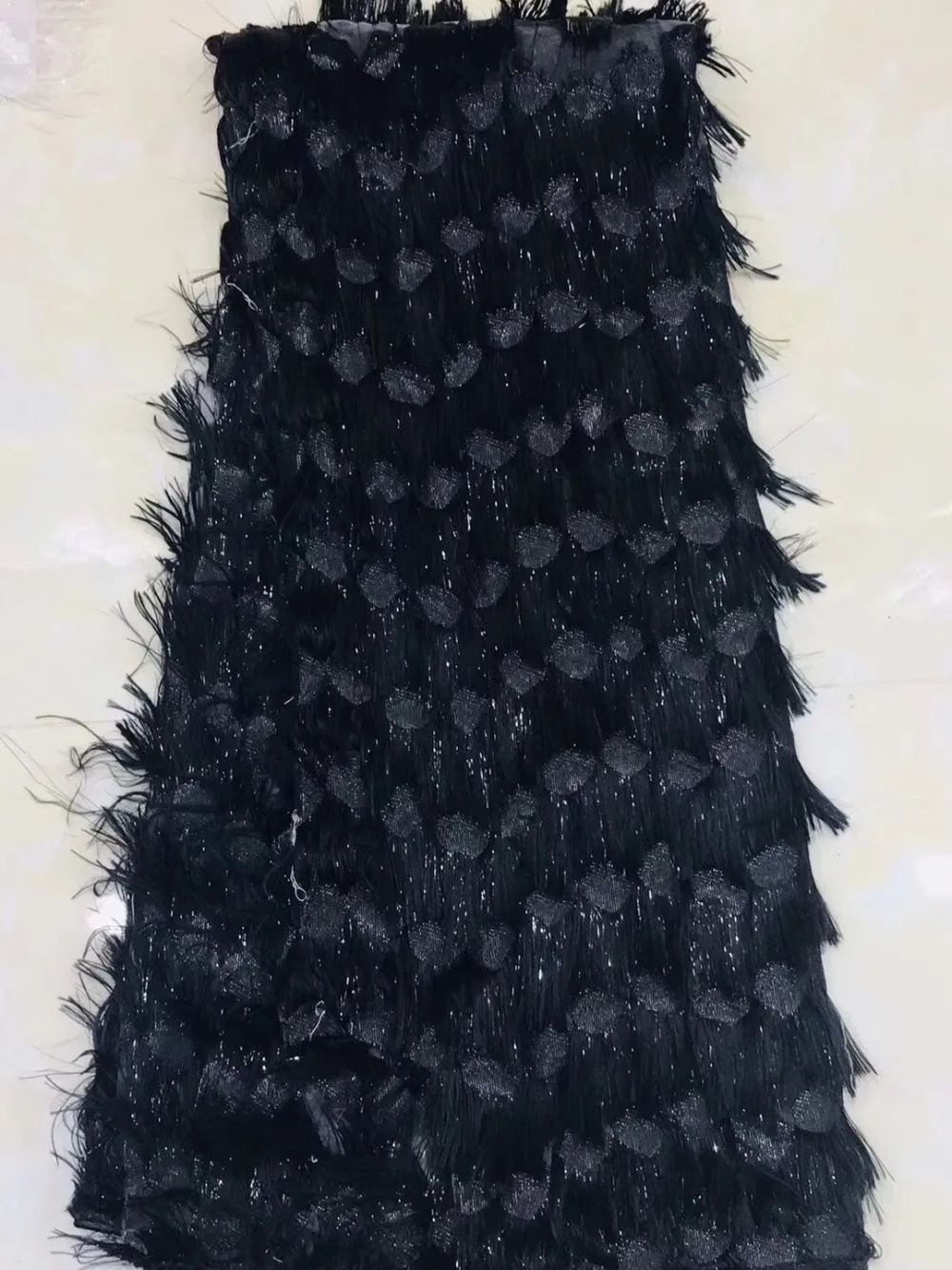 

French lace fabric 5yds/pce by dhl black fringe fabric women event party luxury dresses 2019 high quality new arrival design