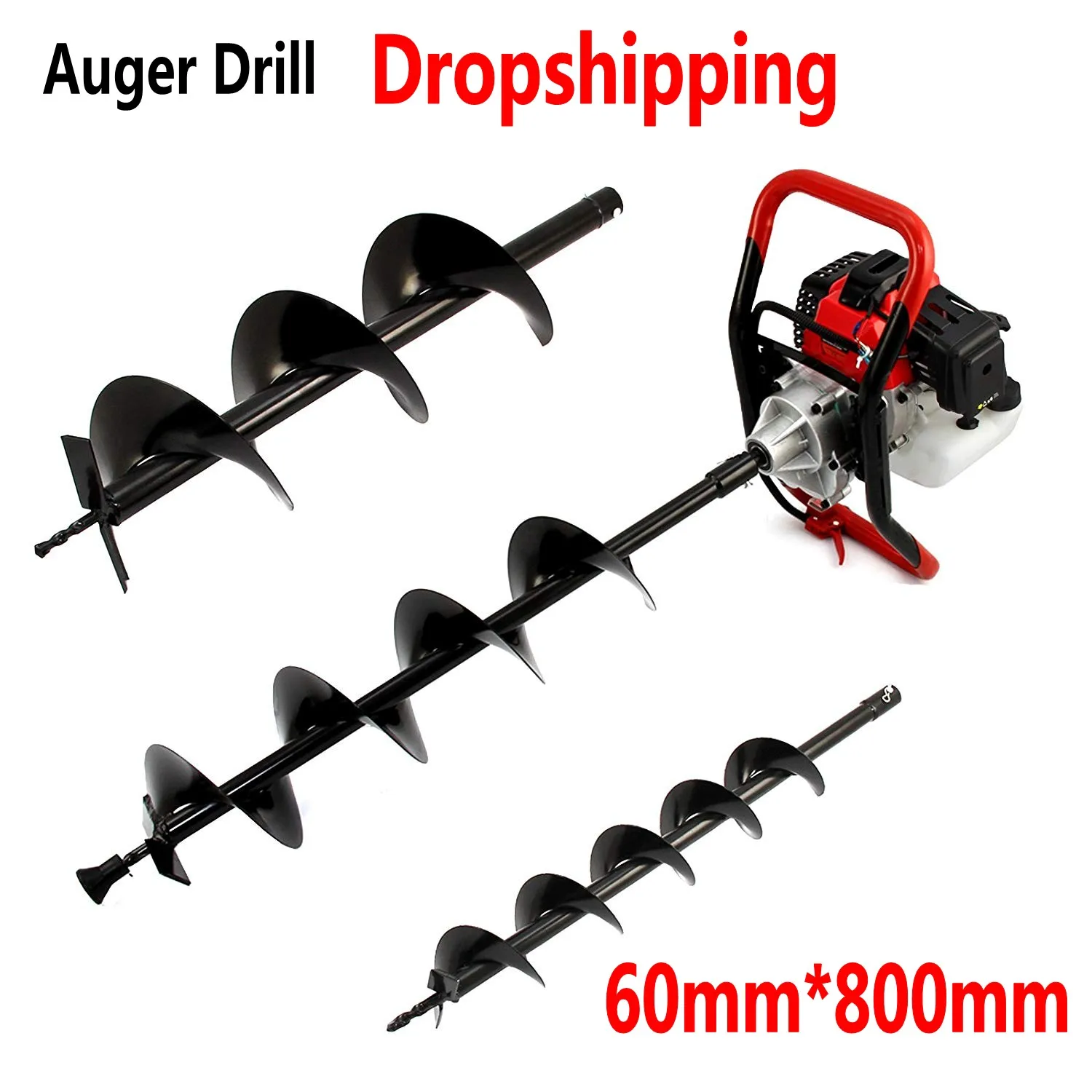 

6*80cm Steel Earth Auger Drill Bit Fence Borer Garden Petrol Post Hole Digger Tool Ground Drill Machine Power Tools Accessories