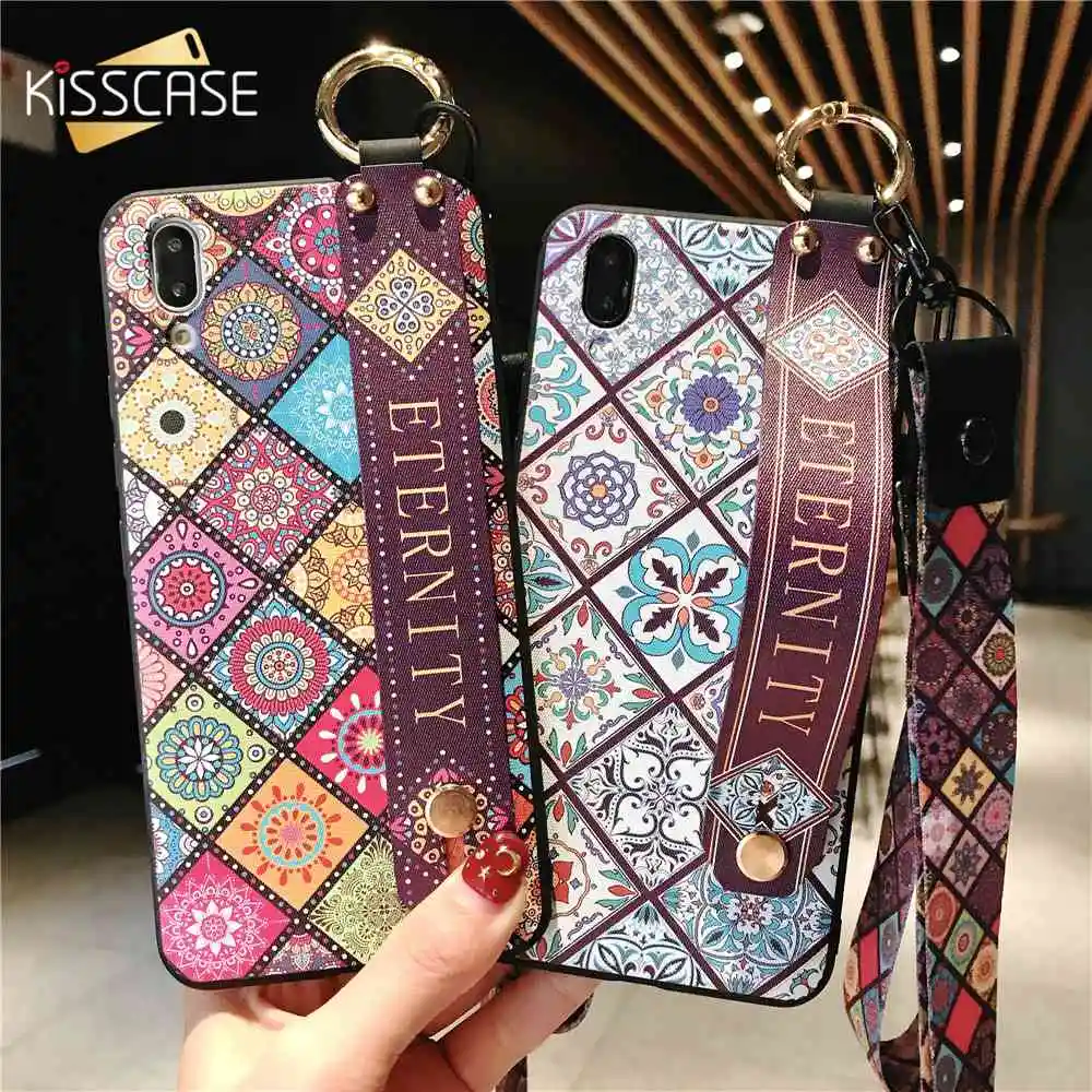 Чехол для телефона KISSCASE с браслетом iPhone X XR XS MAX 7 8 народные Чехлы 6 6S Plus мягкий
