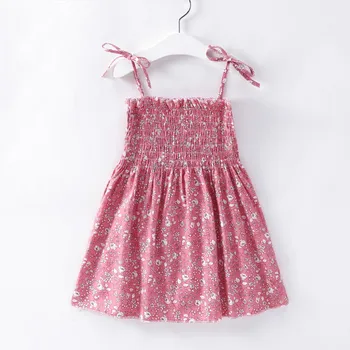 

2020 Summer New Baby Clothes Bebe Baby Ruched Party Dresses Girl Floral Flower Printed Cool Kid Costume Causal Loose Cute Dress