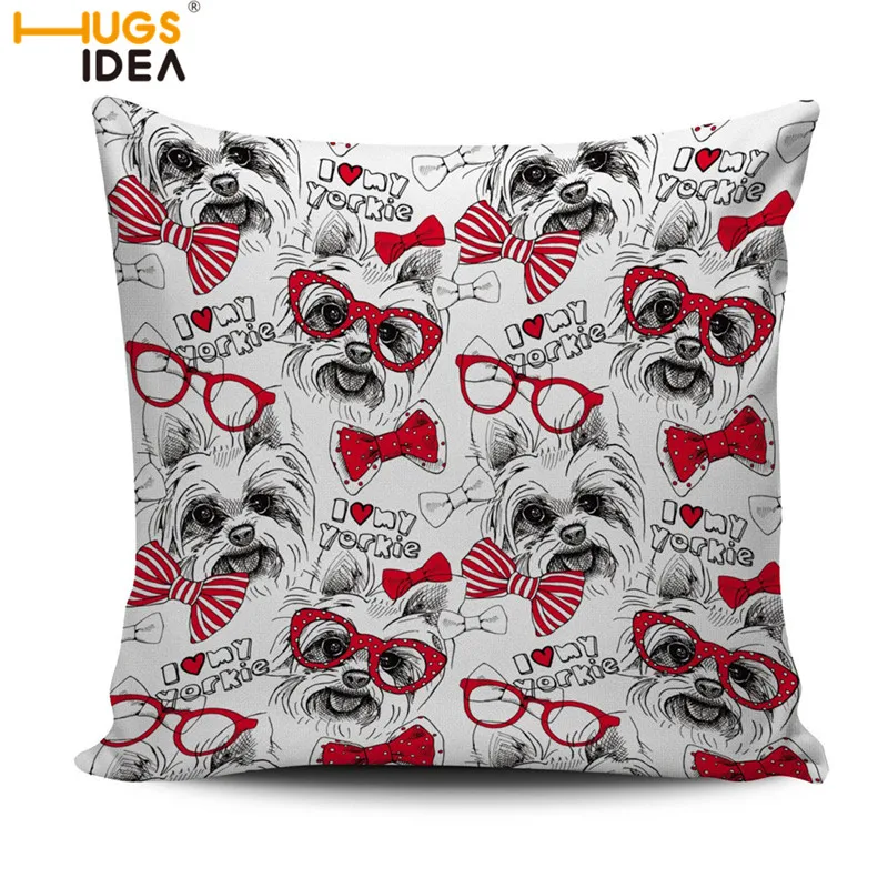

HUGSIDEA Cushion Case Yorkshire Terrier Throw Pillow Case Sofa Car Waist Cushion Cover Home Decor Pillow Cover Cojine 45X45CM