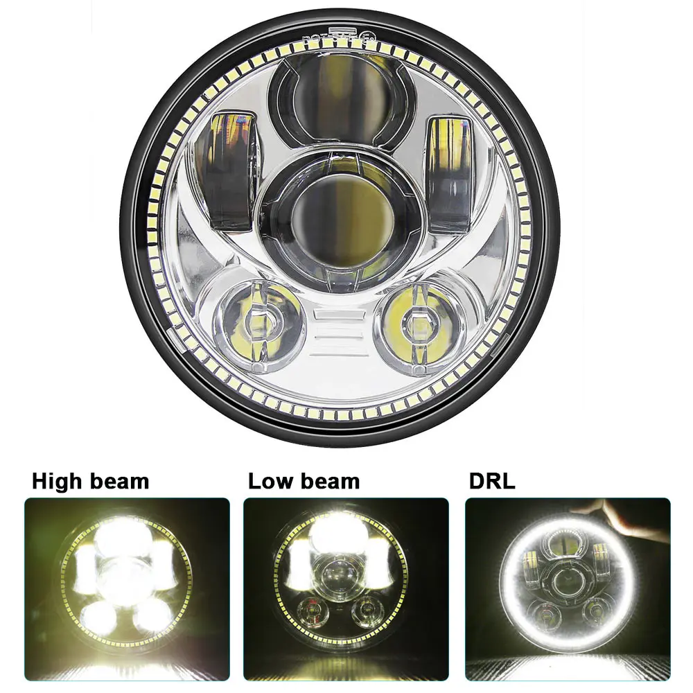 5,7" 5 3/4 светодиодный фара мотоцикла для Sportster 1200 XL1200L пользовательские XL1200C 883 XL883 883L XL883R 48 черный H4 - Цвет: 45w with DRL S