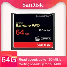 Двойной Флеш-накопитель SanDisk Extreme Pro CF карта 64 ГБ 32 ГБ оперативной памяти, 16 Гб встроенной памяти, 128 Гб карта памяти Compactflash до 160 МБ/с. читать Скорость для богатых 4K и записи видео в формате Full HD