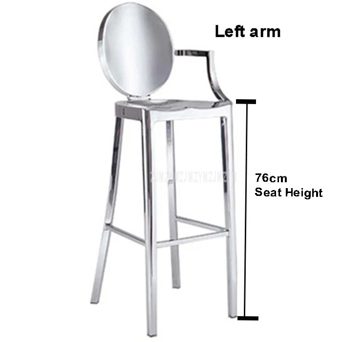 Коммерческая мебель полностью из нержавеющей стали 4 ножки, обеденный стул барный стул на стойке высокий табурет барный стул со спинкой - Цвет: Left arms