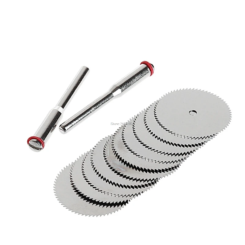10 x 25mm Wood Saw Blade Disc + 2 x Rod Dremel Rotary Cutting Tool-in