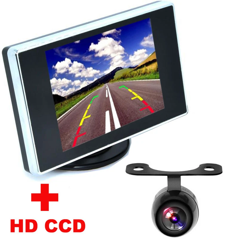 

Univesal Nightvision HD CCD Car Rear View Camera + 3.5" Color LCD Car Video Monitor backup Camera 2 in1 Auto Parking Assistance