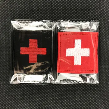 

10pcs Embroidery Square Swiss Flag Patch Hook Loops Tactical Patches Military Badge Combat Armband Army Cross Brassard 5*5cm