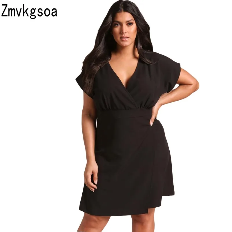 Zmvkgosa плюс Размеры 3XL 4XL глубоким v-образным вырезом платье мода лето Для женщин