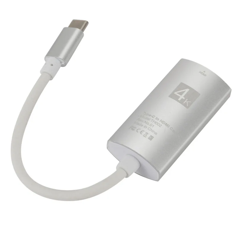 USB C HDMI кабель type C к HDMI адаптер для MacBook для samsung Galaxy S9/S8 Note 9 для huawei P20 mate 10 USB-C HDMI 4K* 2K - Цвет: Silver