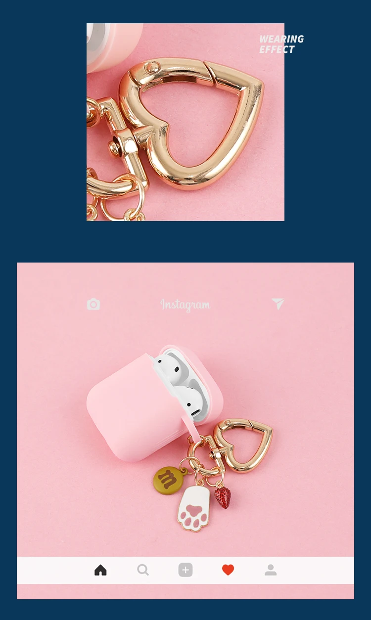 Милый розовый Силиконовый чехол для Apple Airpods, чехол, аксессуары, Bluetooth наушники, мультяшный защитный чехол, брелок с кроликом