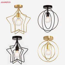 Vintage Ceiling Lights Iron Black/Golden Ceiling Lamp Retro Cage Light Kitchen Fixtures Home Lighting new vintage loft ceiling light creative iron metal hanging lamp fixture american retro decorative ceiling lights 1 2 3 4 lights