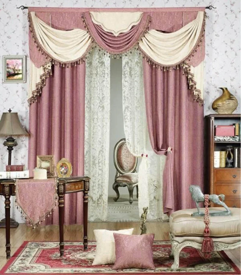 Роскошные шторы для спальни розового цвета, цвета слоновой кости, белого цвета, для ресторана, Затемненные занавески, розовые занавески