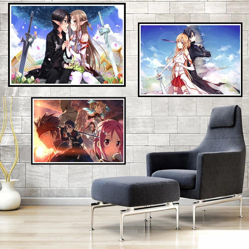 Sword Art Online Coated paper Poster Anime Poster Home Decor Poster Wall Sticker  42*30cm Can be customized wholesale