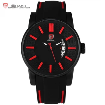 

Grey Reef Shark Sport Watch Red 3D Special Design Date Silicone Strap Quartz Watch Men Waterproof Relogio Masculino Gift / SH478