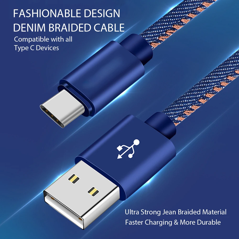 PUJIMAX джинсовый плетеный кабель 2.4A usb type C для быстрой зарядки и синхронизации данных, кабель USB C для Xiaomi mi 4C mi 5 4S OnePlus 2 Nexus 5X huawei