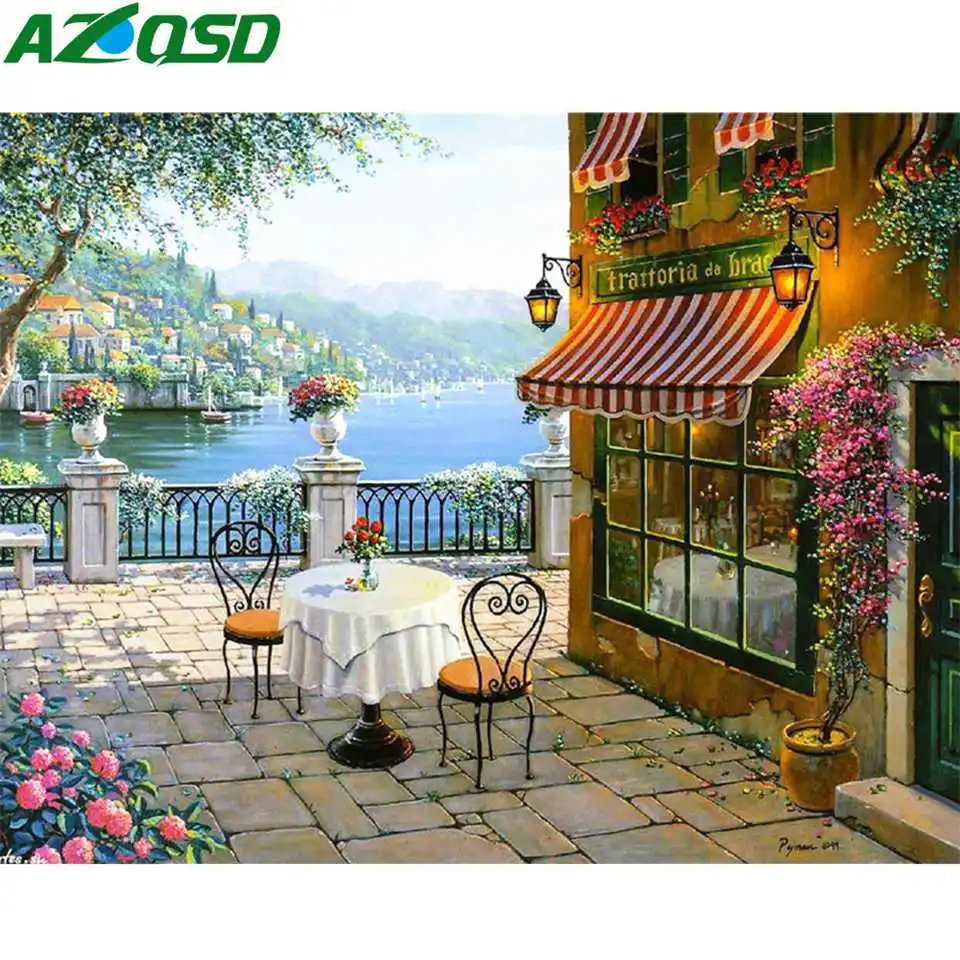 

AZQSD Diamond Embroidery Full Display Diamond Painting Seaside Picture Of Rhinestones Home Decor Diamond Mosaic Scenery Gift