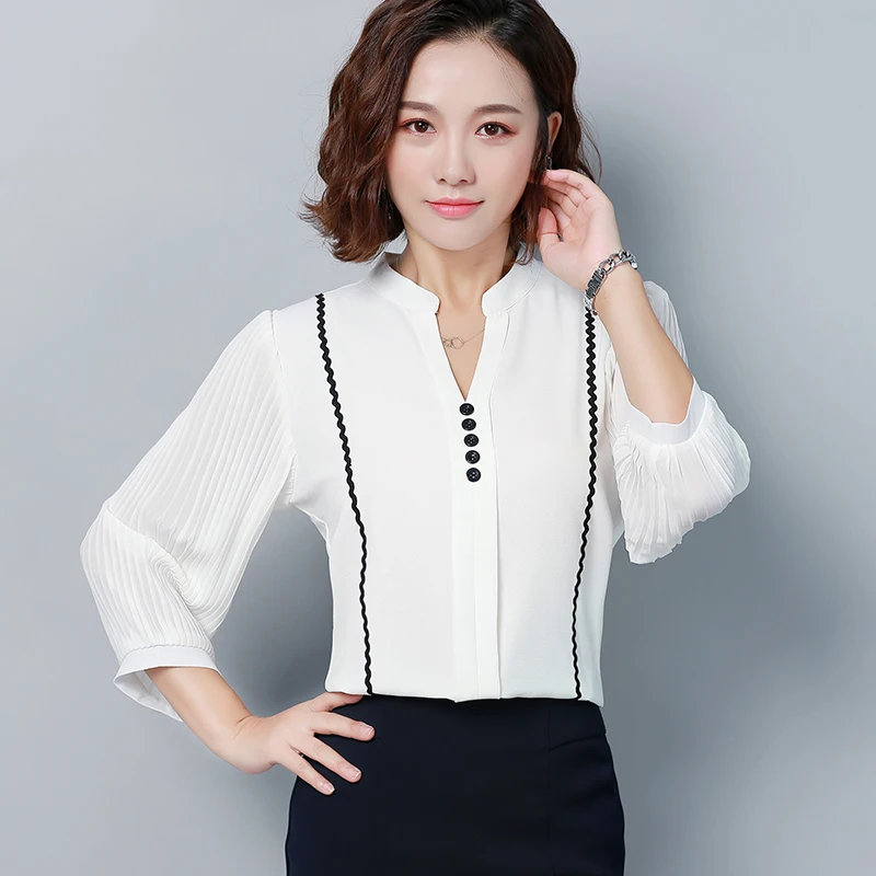  Fashion women blouses long sleeved shirts 2019 chiffon women's autumn loose ladies tops plus size f