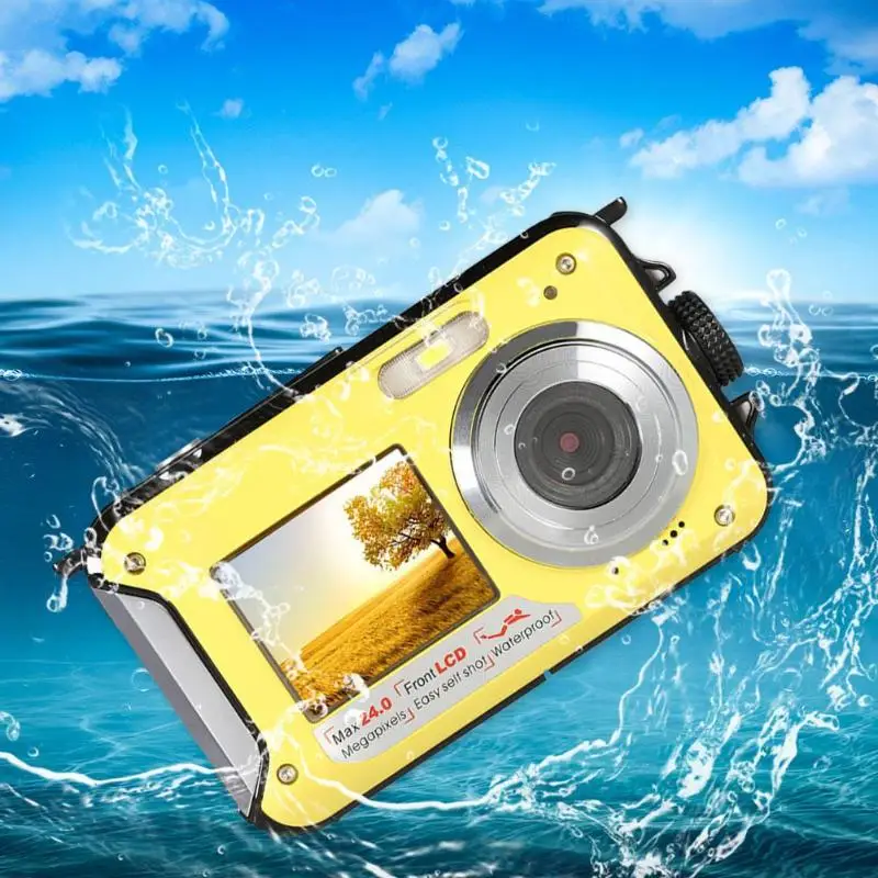 

ALLOYSEED 24MP 2.7inch Double Screen Kids Mini Underwater Digital Camera Waterproof Game Video Recorder Camcorder Photography