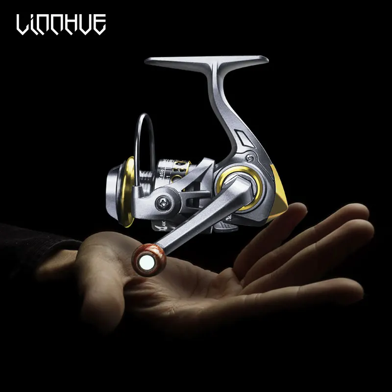 

LINNHUE Mini Spinning Reel Portable 12BB 5.2:1 Left Hand Metal Spool Stainless Steel Small Ice Fishing Spinning Reel Mini Pesca