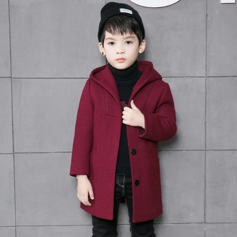 Baby boy jacket fashion thickening hooded boy woolen coat 2018 new autumn and winter children's woolen coat in the long section Baby boy jacket fashion thickening hooded boy woolen coat 2018 new autumn and winter children's woolen coat in the long section