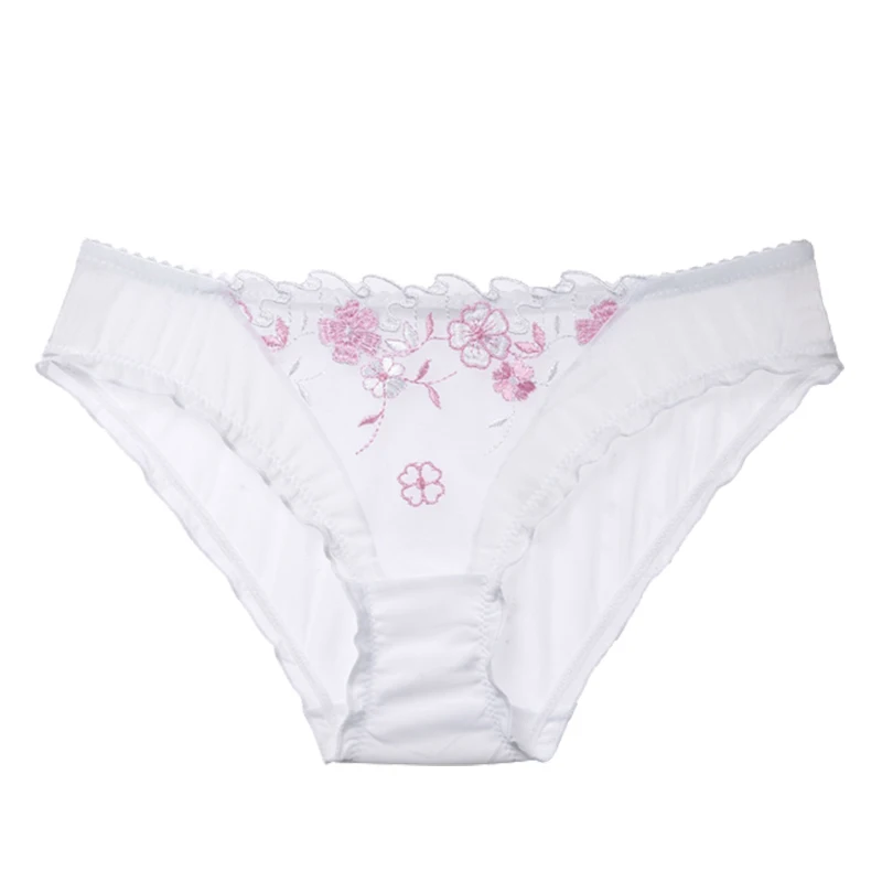 Lilymoda, сексуальное, милое, женское, Цветочная вышивка, кружево, сетка, Ультра тонкое нижнее белье, женское нижнее белье, прозрачные, соблазнительные трусы - Цвет: WHITE