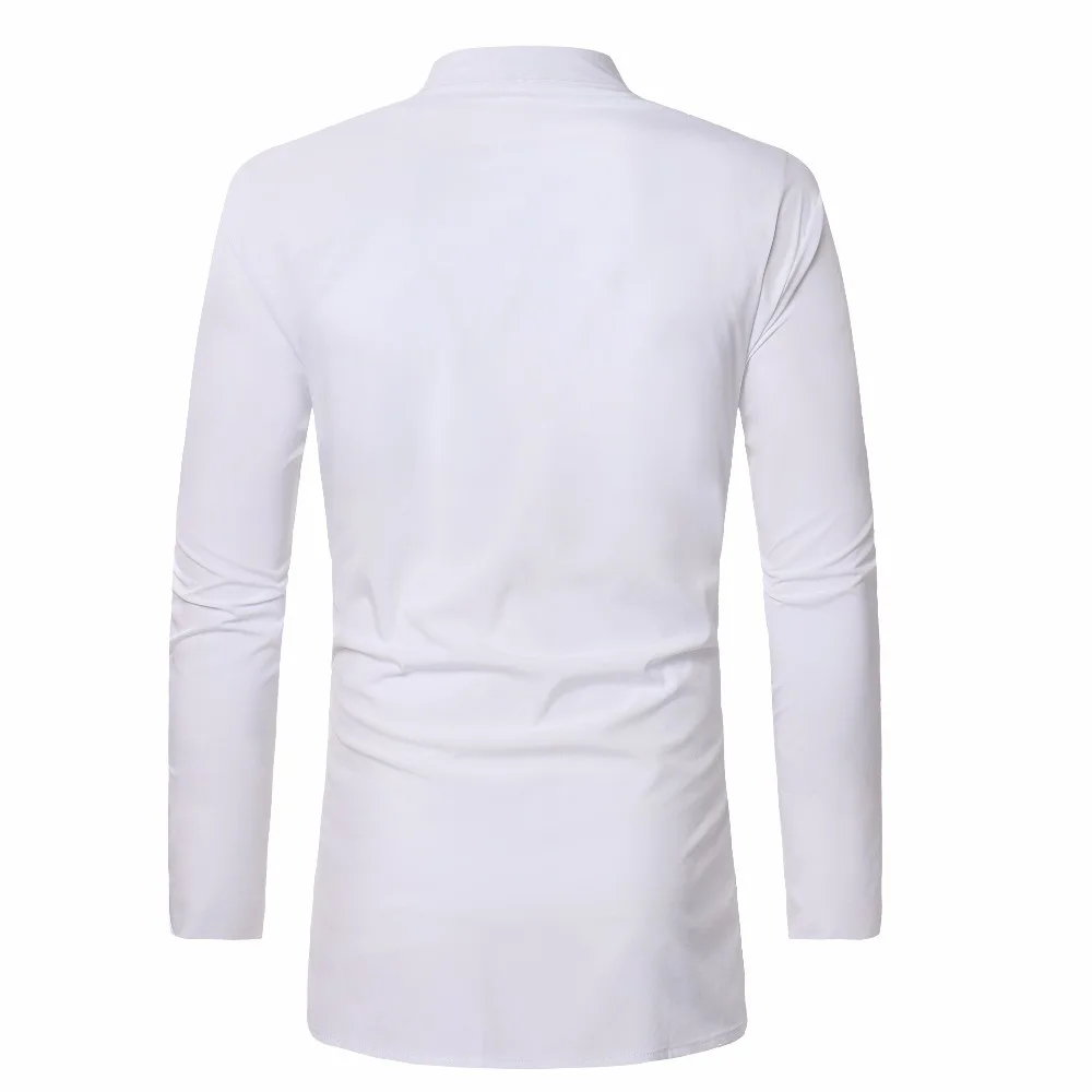 2018 Full traditional dress men's shirt African style front row buckle t-shirt Embroidery Design Style mens african clothings  (2)
