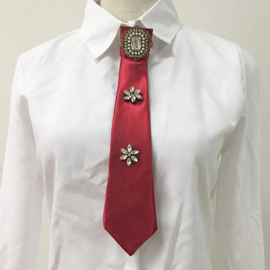 MANILAI 4 цвета Роскошный Большой Кристалл рубашка галстук-бабочка броши булавка Длинный Воротник модные свадебные украшения Одежда Аксессуары - Окраска металла: Red