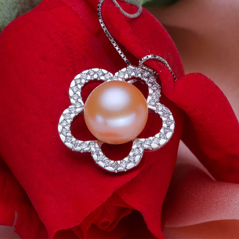 pink pearl pendant Мода 925 Серебряный кулон с жемчугом ожерелье ювелирные изделия натуральный пресноводный 10-11 мм большие жемчужные подвески жемчужные ювелирные изделия для женщин - Цвет камня: pink pearl pendant