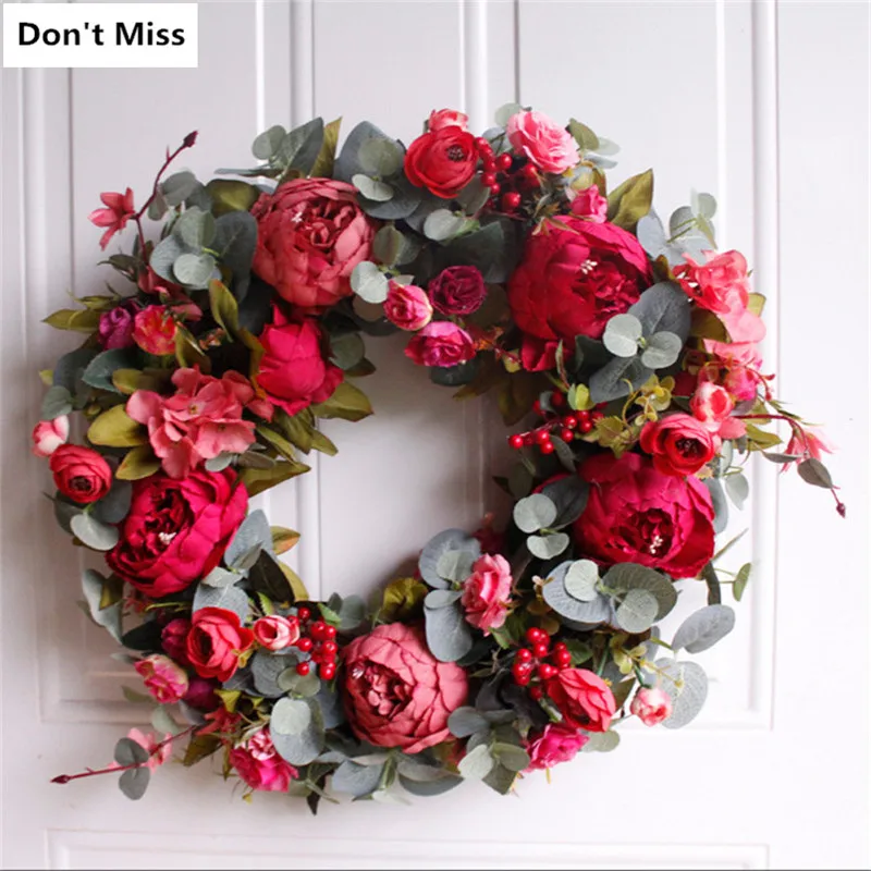 

Fall Decoration Christmas Wreath Door Decoration Artificial Flower Wreaths Home Wall Door Hanging Floral Garland Wianek Na Drzwi