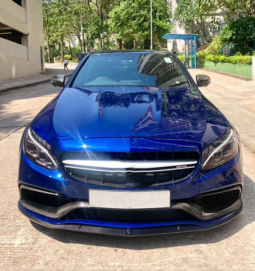 C Класс углеродного волокна передний бампер Средний спойлер Canards для Mercedes Benz W205 C63