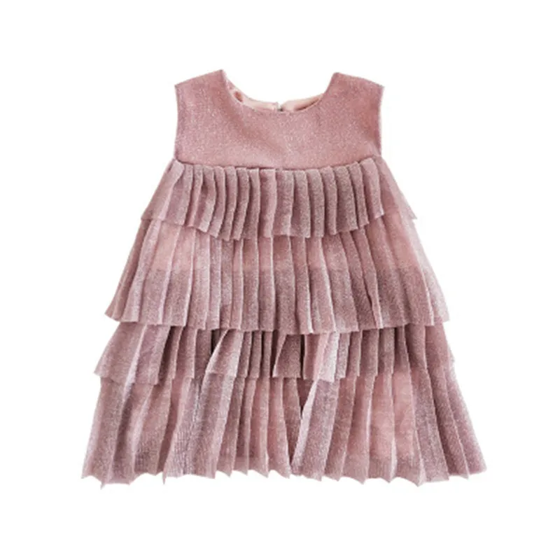 

Summer Korean style girls mesh layered dress 2019 kids cotton sleeveless cute all-match princess dress 0-5Y AA3665