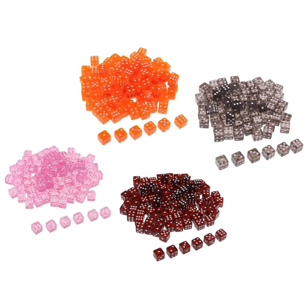 100pcs 6-sided Game Dice 15mm Dice for Board Games and Teaching Math Children Number Learning Teaching Camping Game