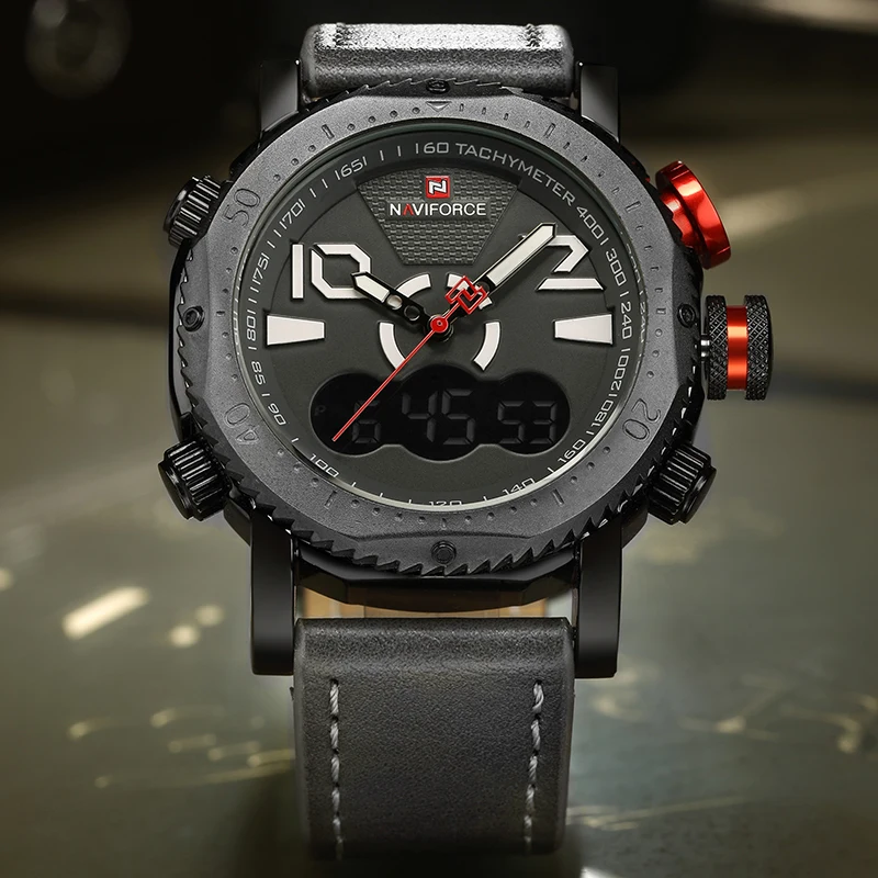 

NAVIFORCE Fashion Relogio Masculino Men Sports Watches Men's Digital LED Analog Quartz Dual Display Waterproof Watch Male Clock