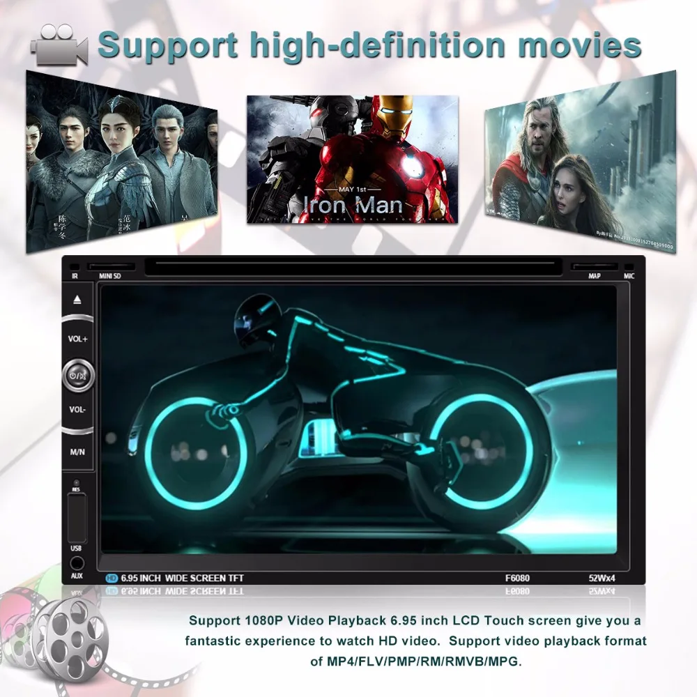 Top Car Radio 2 Din Car GPS Navigation Autoradio auto radios DVD Car Multimedia Player Subwoofer Touch Screen Rear view camera 11