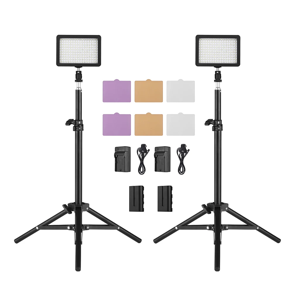 Andoer photography accessories LED Video Light Kit LED Video Light/Color Filters/Light Stand/Matched Battery& Battery Charger