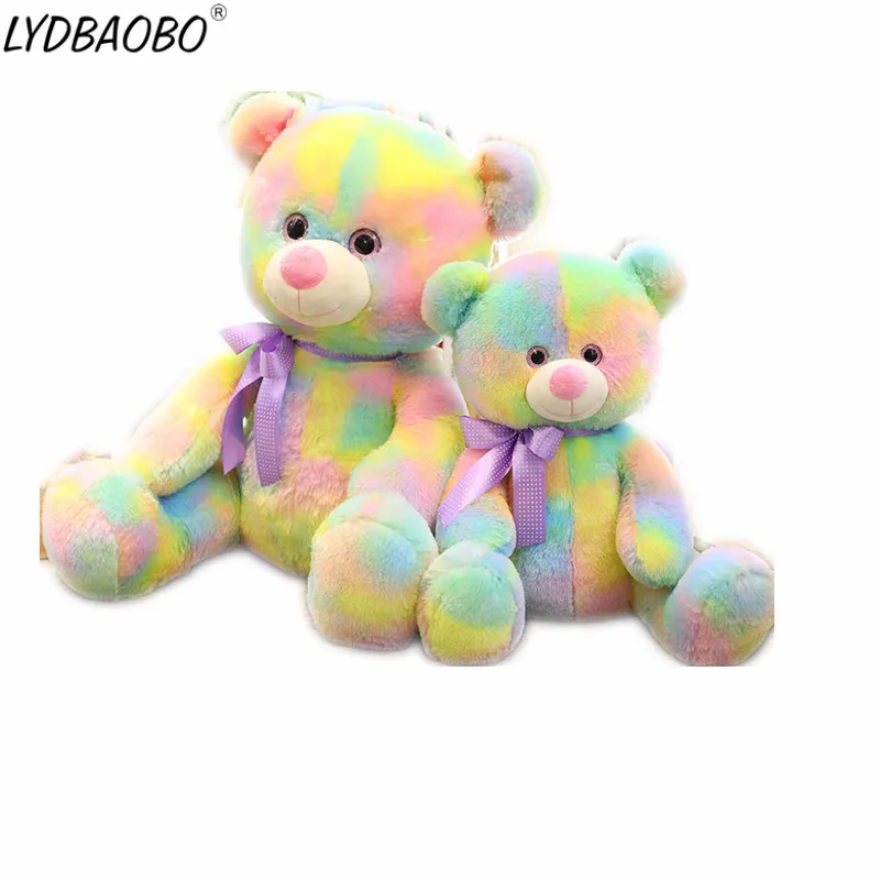 LYDBAOBO 1 шт. 45 см Kawaii Радужный медведь милый плюшевый медведь мягкая хлопковая игрушка кукла мягкая подушка подкладка в виде животных игрушка Дети подарки на день рождения