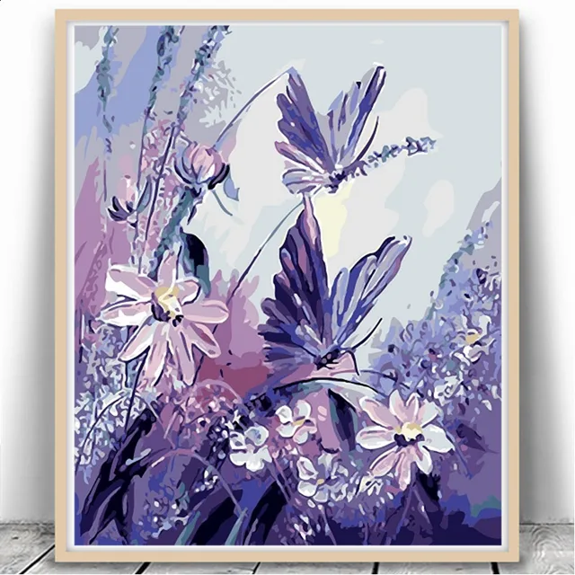 butterfly flowers oil painting