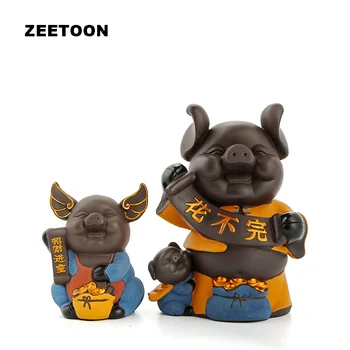 

Cute Changeable Pig Figurine Cartoon Piggy Bank Office Tabletop Yixing Money Boxes Feng Shui Ceramic Home Decor Business Gift