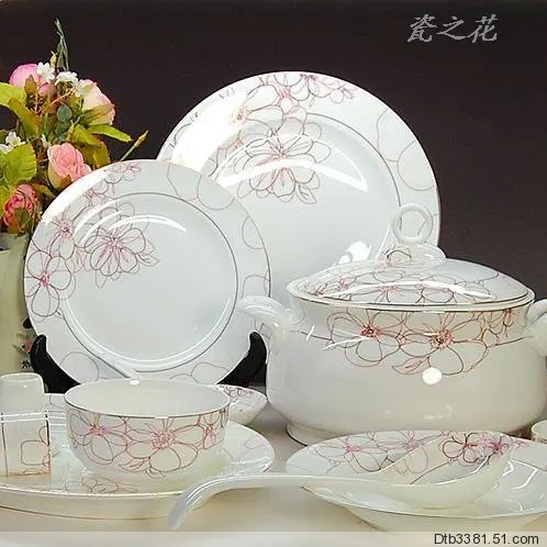 Bine Китай 48 шт. Цветок Любовь столовая посуда набор Ceram посуда набор керамические тарелки и миски тарелки миски для супа свадебный подарок