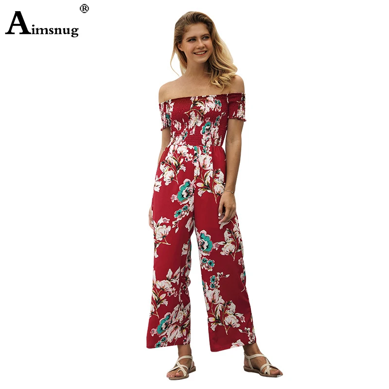 Sexy Jumpsuits Women Summer Boho Short Sleeve Playsuit Strapless Floral Print Rompers Womens Jumpsuit Long Trousers Pants Sexy Jumpsuits Women Summer Boho Short Sleeve Playsuit Strapless Floral Print Rompers Womens Jumpsuit Long Trousers Pants