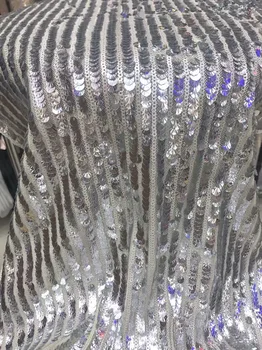 

Latest French Lace Fabric 2018 High Quality Wedding African Lace Fabric With Silver Sequins 3d Lace Fabric For Nigerian Lace