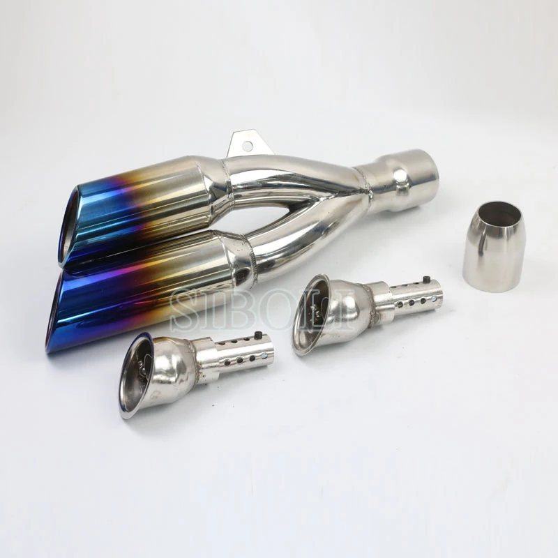 Silenciador de Escape de silenciador de acero inoxidable de Escape de motocicleta de doble agujero para s1000xr yamaha fz8 honda cb650f