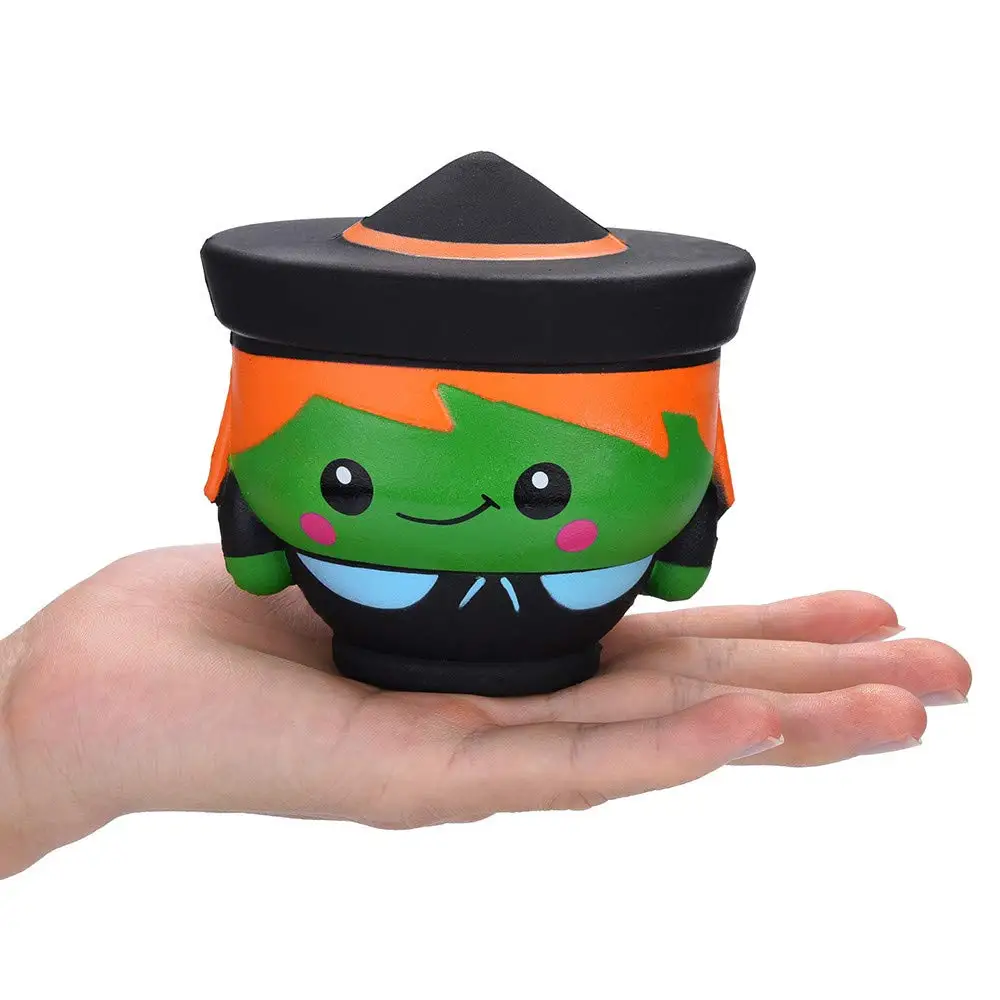 

New Jumbo Halloween Witch Squishy Cute Cartoon Doll Slow Rising Smooth Soft Squeeze Toy Scented Funny for Kid Halloween Gift Toy